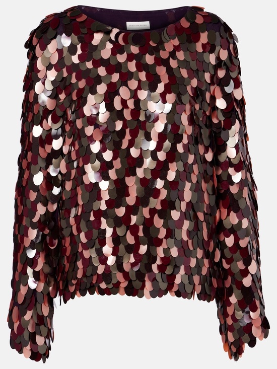 Dries Van Noten Other - Sequin Disc Sweater in Burgundy and Rose